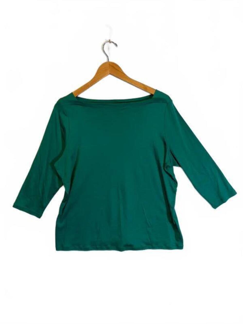 Talbots Woman Petites Green Supima Cotton Modal Top 1XP Boat Neck